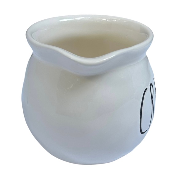 Rae Dunn CREAM Creamer Pitcher White Black Large Letters Dimples NWT 2017 OG - Picture 6 of 11